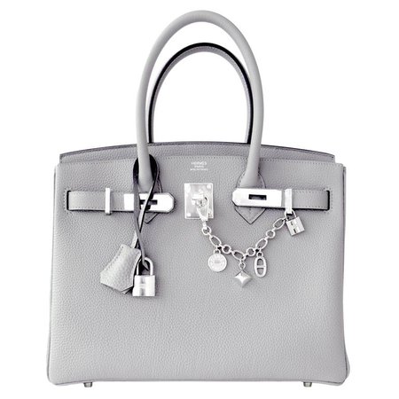 Hermes Gris Mouette New Grey 30cm Togo Birkin Bag Palladium So Chic For Sale at 1stdibs