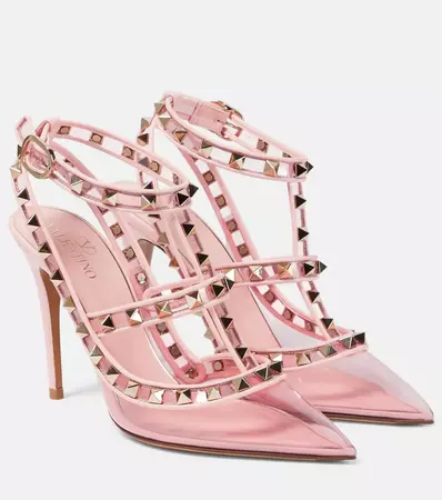 Rockstud Leather And PVC Pumps in Pink - Valentino Garavani | Mytheresa