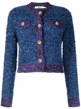 b+ab contrast-trim bouclé-knit Cardigan - Farfetch