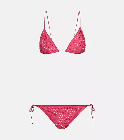 Gem Embellished Bikini Set in Pink - Oseree | Mytheresa