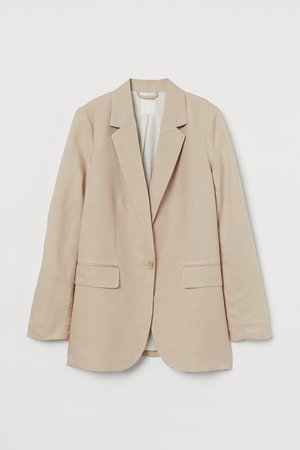 Linen-blend Blazer - Taupe - Ladies | H&M US
