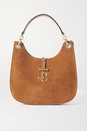 Varenne Medium Leather-trimmed Suede Shoulder Bag - Brown