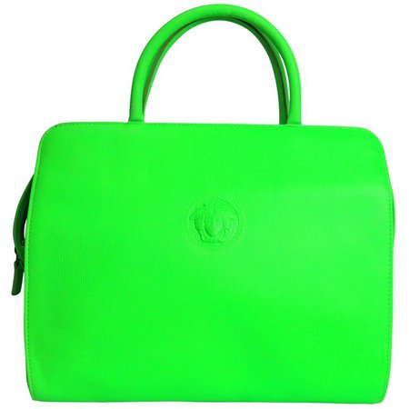 Gianni Versace Couture Neon Green Leather Bag For Sale at 1stdibs