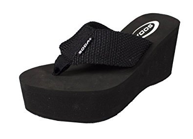 Soda Women's High Platform Wedge Flip-flop Sandals Black