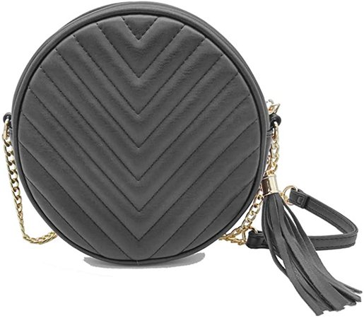 theops Small Crossbody Bags for Women Circle Quilted Purse Faxu Leather Shoulder Round bag, Black, Medium: Handbags: Amazon.com
