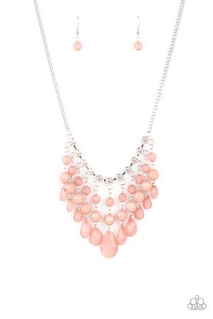 salmon pink necklace set