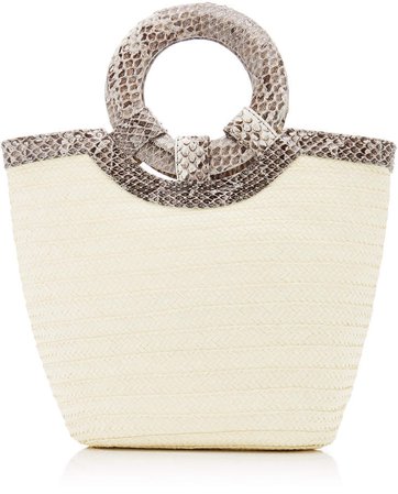 Adriana Castro Natural Watersnake Trimmed Straw Tote
