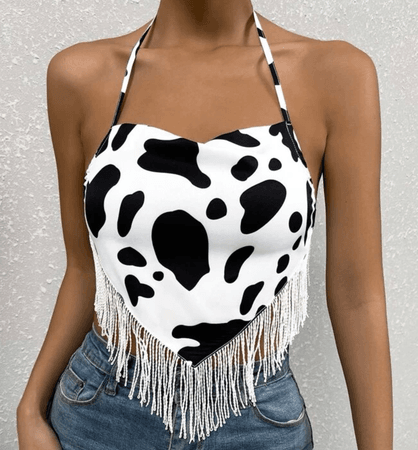 cow print halter neck