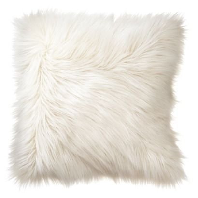 white faux fur throw pillow