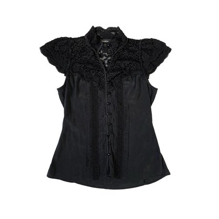 bebe black floral lace gothic silk button up blouse top