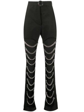 Shop black Loulou open leg chain detail trousers with Express Delivery - Farfetch