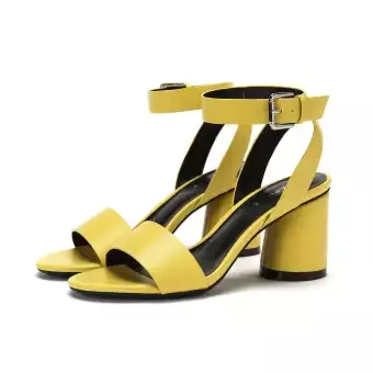 Daphne Ankle Strap Heeled Sandals Yellow | Lazada