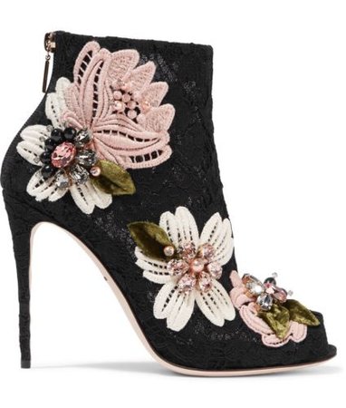 DOLCE & GABBANA Embellished Appliquéd Corded Lace Ankle Boots 36 Retail $1885 | eBay