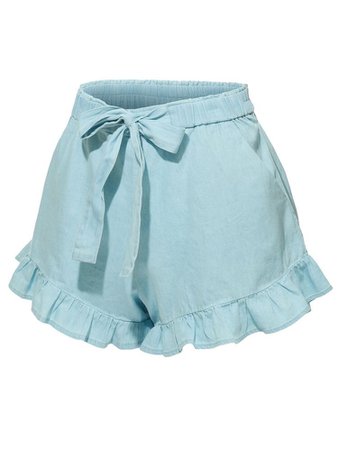 Light blue bow ruffled shorts