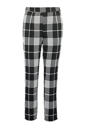Mono Check Slim Fit Trousers | Boohoo black white