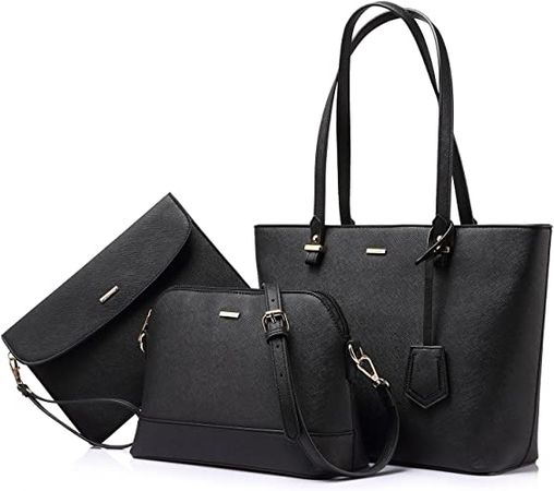 Amazon.com: Handbags for Women Tote Bag Shoulder Bags Fashion Satchel Top Handle Structured Purse Set Designer Purses 3PCS PU Stand Gift Classical Black : Clothing, Shoes & Jewelry