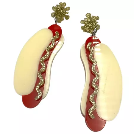 Daisy Jean Limited Edition Hot Dog Earrings - Acrylic Jewelry Statement Earrings | Mercari