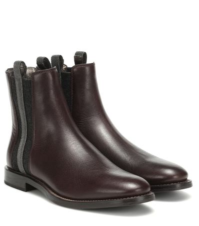 Embellished Leather Ankle Boots | Brunello Cucinelli - Mytheresa