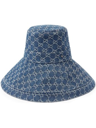Gucci GG supreme denim wide brim hat blue 6319583HAAH - Farfetch