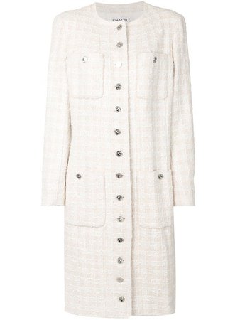 Chanel Vintage Long Tweed Jacket - Farfetch