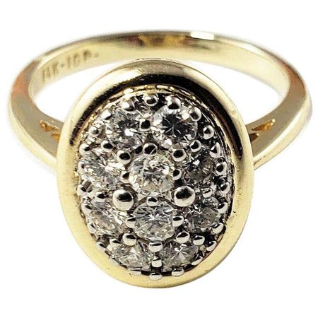 14 Karat Yellow Gold and Diamond Ring For Sale at 1stDibs