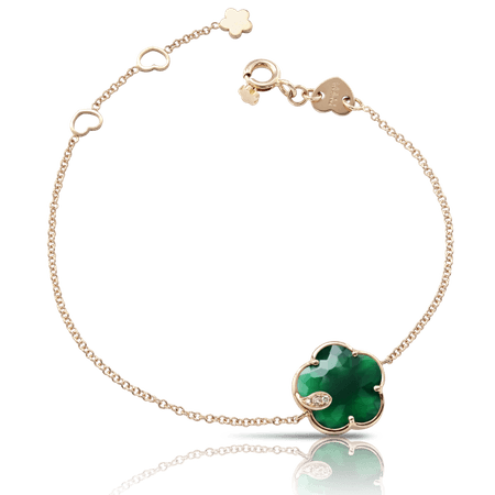 18k Rose Gold Petit Joli Bracelet with Green Agate, White and Champagne diamonds, Pasquale Bruni