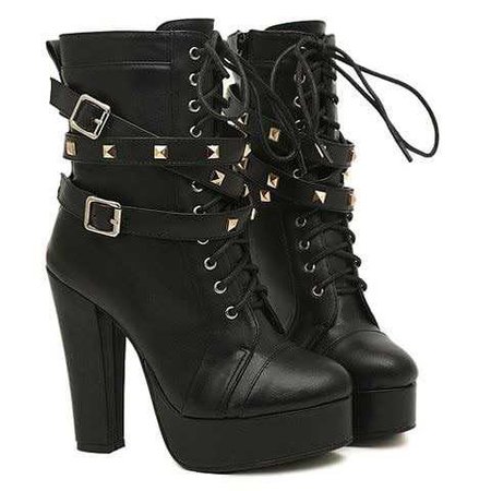 Balck heeled, studded boots
