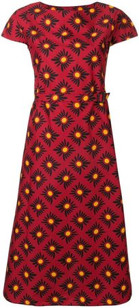 belted floral print dress