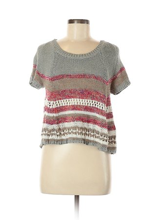 Hazel Color Block Stripes Tan Gray Pullover Sweater Size S - 85% off | thredUP