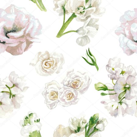 Pastel colors, floral pattern, white roses isolated on white background. Watercolor painting — Stock Photo © FirsArt #114232624