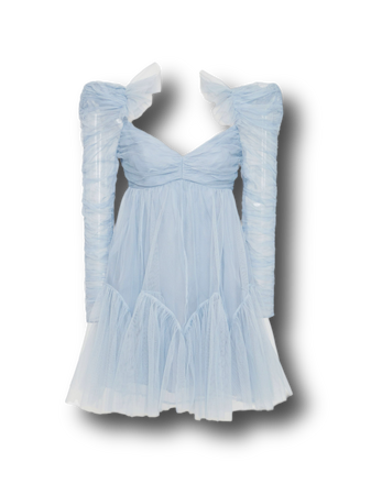 ZIMMERMANN  Dusty Blue Tulle Ruched Mini Dress