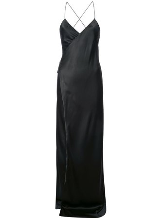 Shop black Michelle Mason strappy wrap gown with Express Delivery - Farfetch