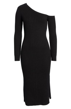 Charles Henry One-Shoulder Long Sleeve Sweater Dress | Nordstrom