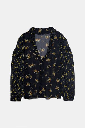 CONTRASTING FLORAL PRINT BLOUSE - SHIRTS | TOPS-WOMAN | ZARA United States
