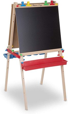 Amazon.com: Melissa & Doug Deluxe Standing Art Easel - Dry-Erase Board, Chalkboard, Paper Roller : Melissa & Doug: Toys & Games