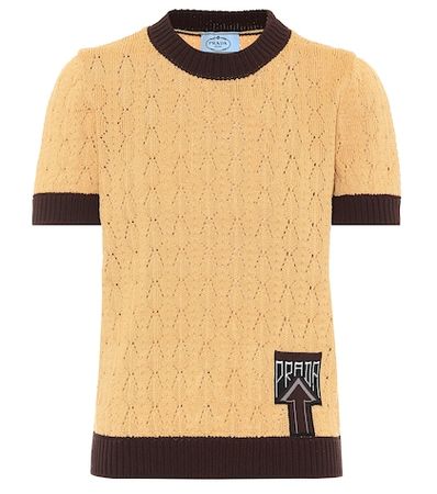 Pointelle-knit cotton-blend sweater