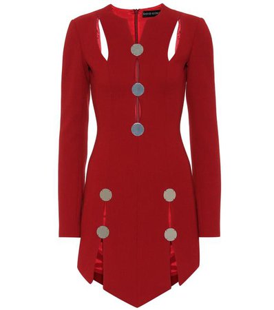 David Koma Red Cut Out Disc Embellished Long Sleeve Mini Short Cocktail Dress Size 4 (S) - Tradesy