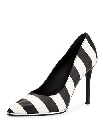 Givenchy Striped Leather Pump, Black/White | Neiman Marcus