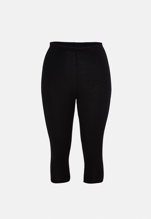 Plus Size Black Cropped Jersey Leggings | Missguided