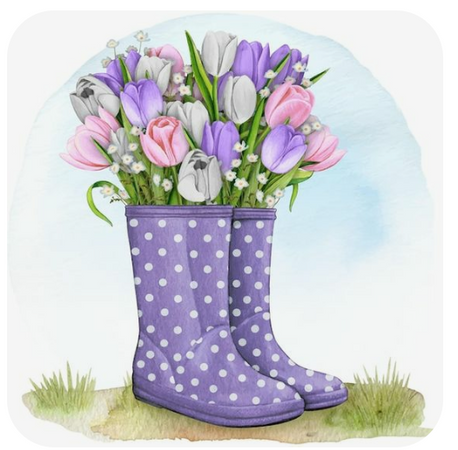 rain boots flowers
