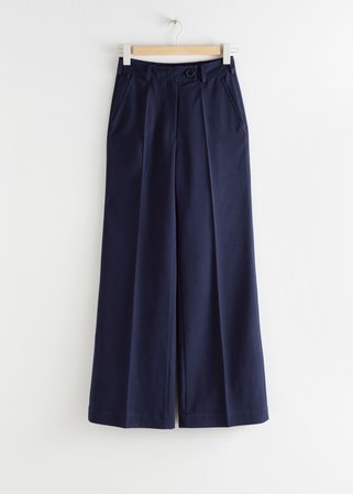 Tailored Twill Flare Trousers - Navy - Trousers - & Other Stories