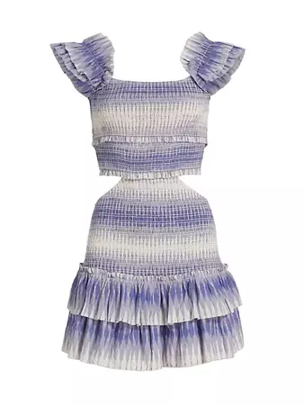 Shop Saylor Carlynn Smocked Cut-Out Minidress | Saks Fifth Avenue