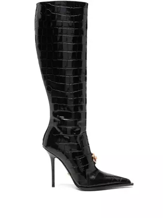 Versace Vagabond croco-embossed Leather Boots - Farfetch