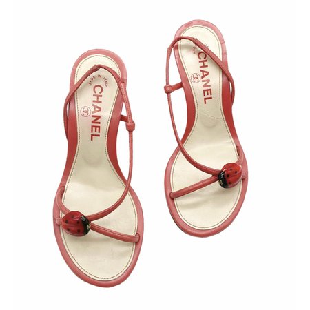 Chanel sandals - Authentic Chanel Ladybug Slingback... - Depop