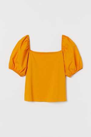 Camisola com mangas tufadas - Amarelo escuro - SENHORA | H&M PT