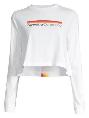 opening ceremony cropped long sleeve graphic t-shirt