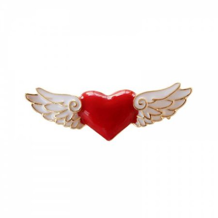 2019 Qingdao Source Jewelry Mocha Girl Series Red Heart Angel Wings Brooch Pin In 6775 BROOCH | DressLily.com