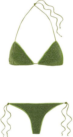Oséree - Lumière Stretch-lurex Triangle Bikini - Green