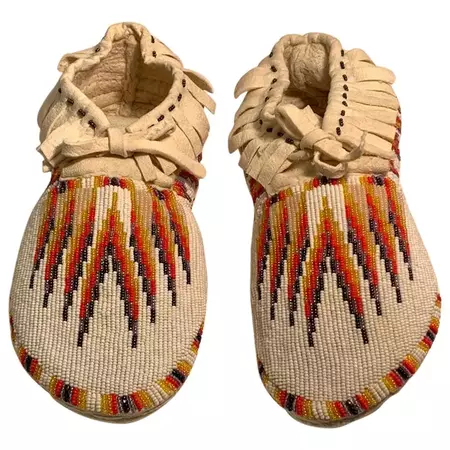 Beaded Paiute Native American Indian Handmade Work of Art Moccasins For Sale at 1stDibs | native moccasins, handmade native american moccasins for sale, paiute art