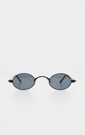 Brown Small Squashed Round Lens Sunglasses